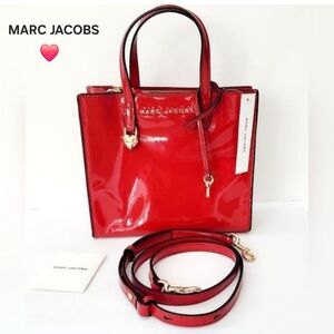 Marc Jacobs The Grind Tote Crossbody Bag Valiant Poppy Red Heart & Key R…